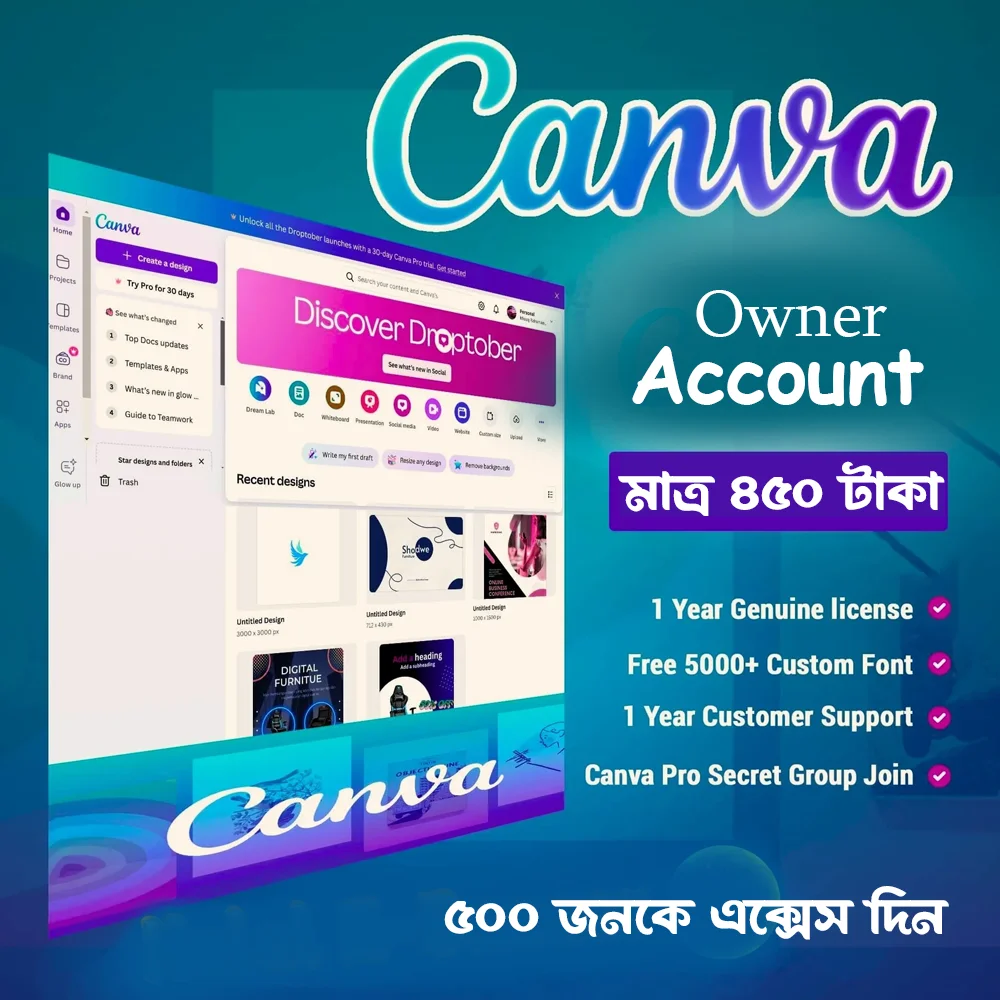 ক্যানভা Owner প্রিমিয়াম একাউন্ট